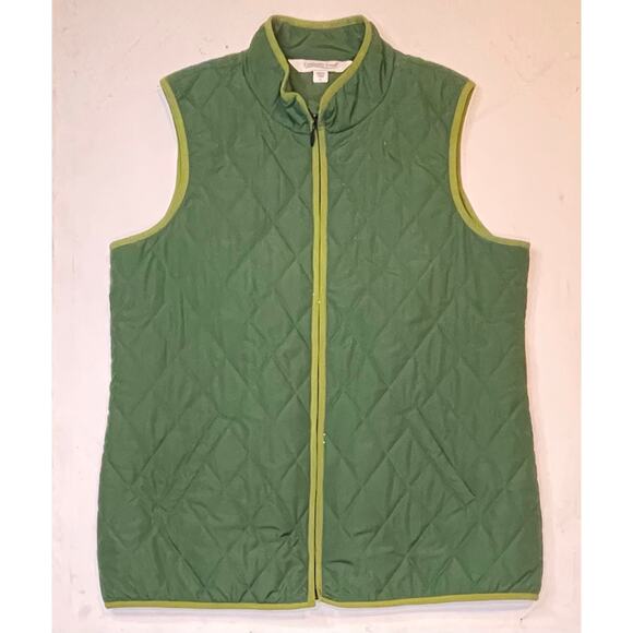 Coldwater Creek Jackets & Blazers - Coldwater Creek Green Quilted Zip Vest Women’s XL EUC Slash & Interior Pockets
